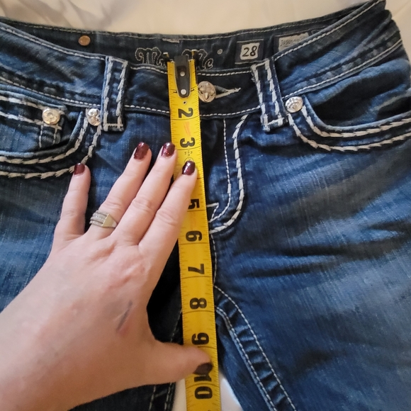 MISS ME jeans size 28 bootleg boot leg rhinestone jeans. - Picture 10 of 14